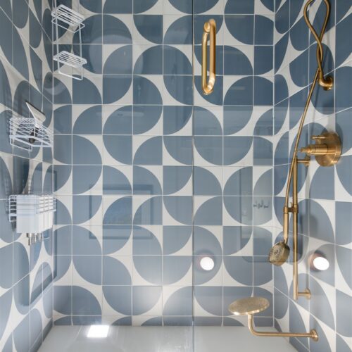 A refreshing walk-in shower ideal after a day outdoors.