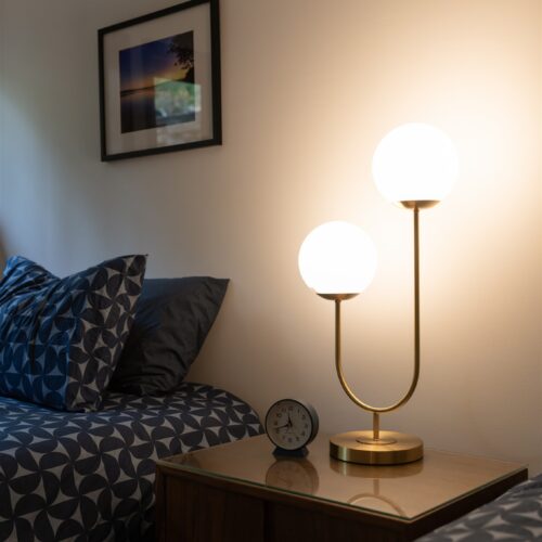 A bright, comfortable space with thoughtful mid-century touches.