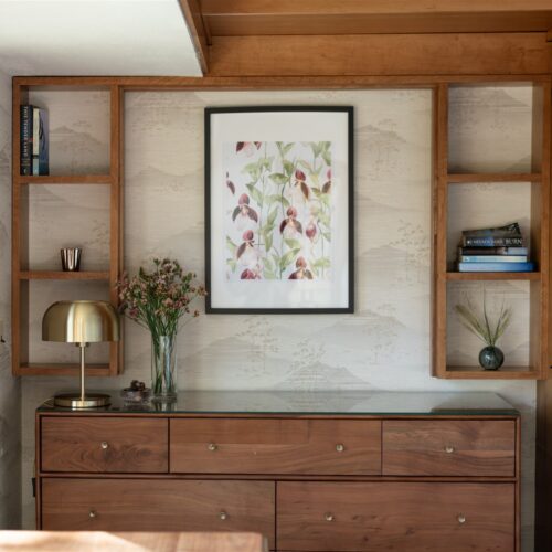 Mid-century details bring character and warmth to the space.