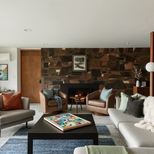 A gas fireplace adds instant cozy cabin warmth to your stay.