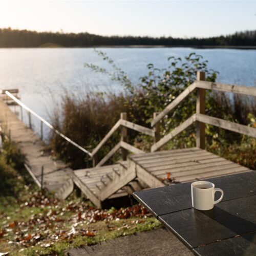Coffee, loons, and still water… the perfect Northwoods morning on the dock.